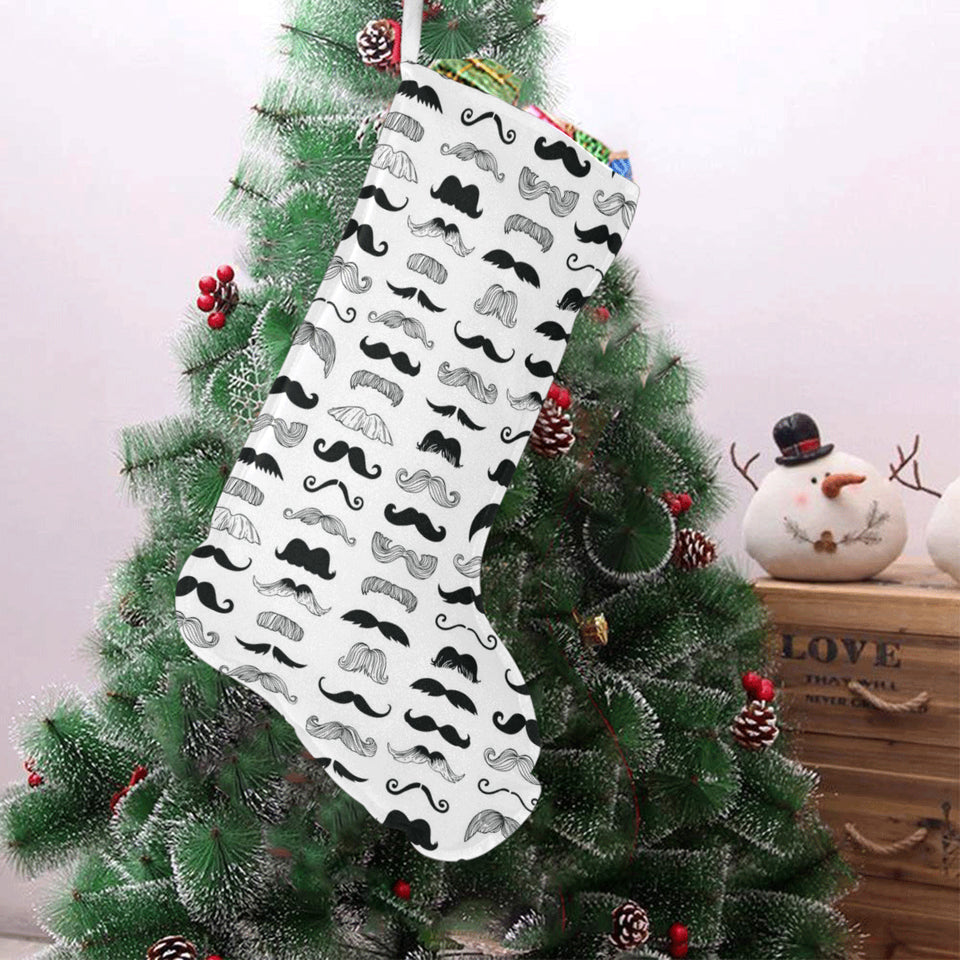 Mustache Beard Pattern Print Design 04 Christmas Stocking