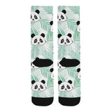 Panda pattern tropical leaves background Crew Socks