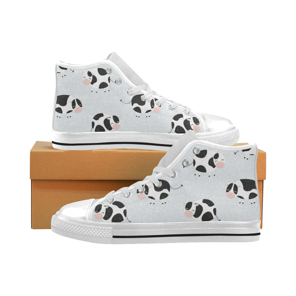 Cute cows pattern Men's High Top Canvas Shoes White