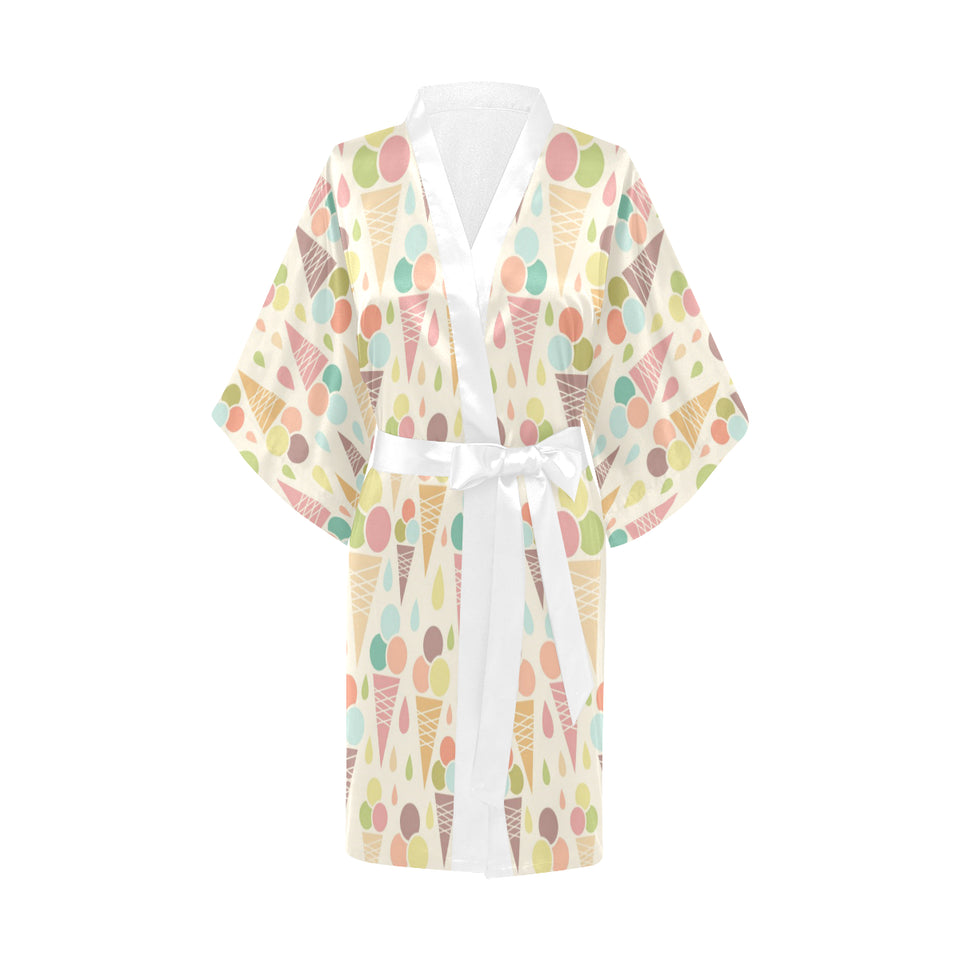 Ice cream cone pattern Women's Short Kimono Robe