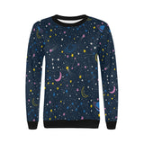 space pattern with planets, comets, constellations Women's Crew Neck Sweatshirt