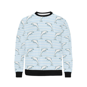 Dolphin blue striped background Men's Crew Neck Sweatshirt