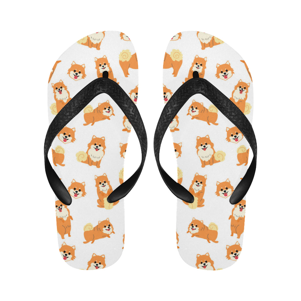 Brown pomeranian pattern Unisex Flip Flops