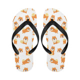 Brown pomeranian pattern Unisex Flip Flops
