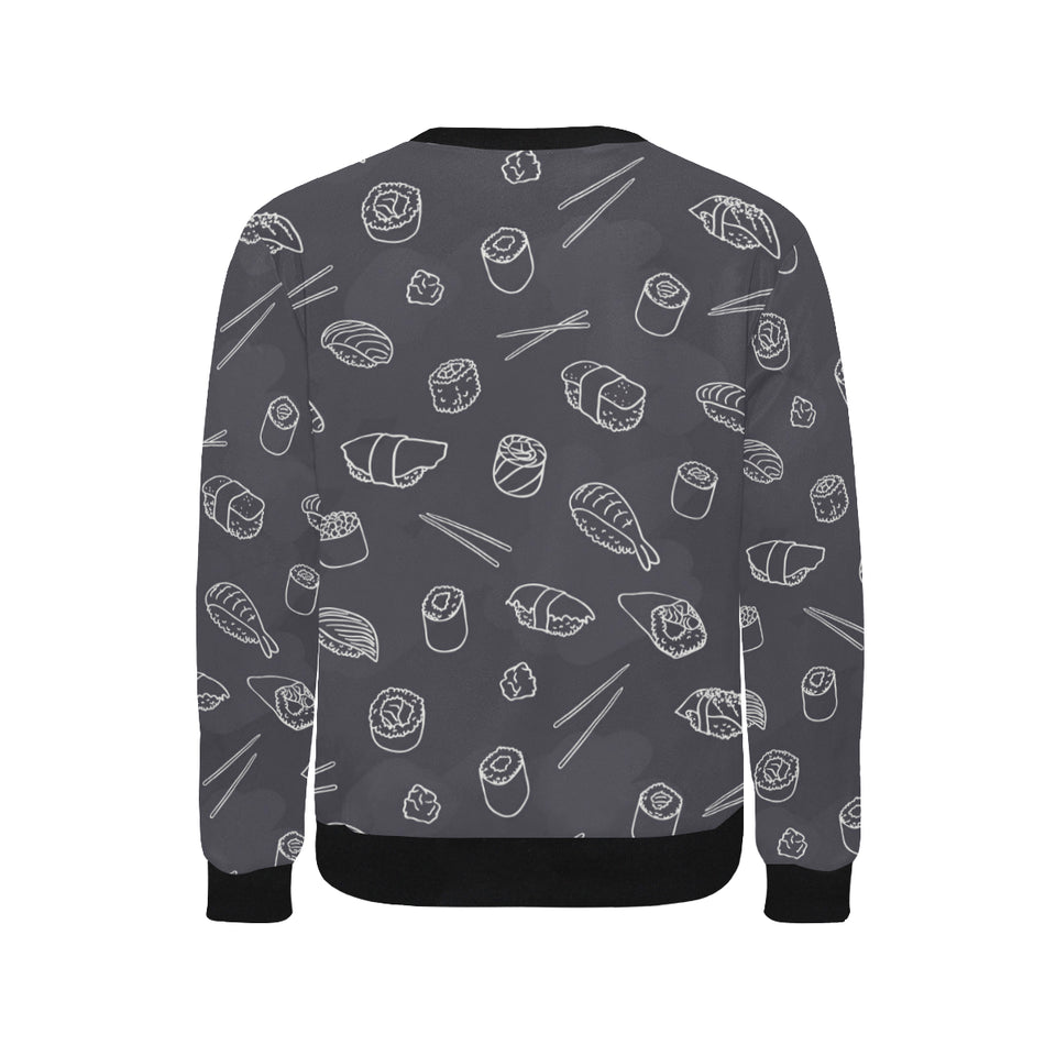 sushi pattern black background Men's Crew Neck Sweatshirt