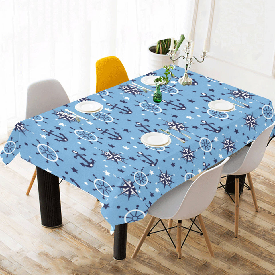 Anchors rudder compass star nautical pattern Tablecloth