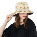 Cute brown pomeranian paw leave bone pattern Unisex Bucket Hat