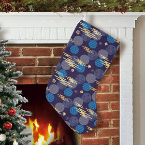 Blue japanese pattern cloud wave flower Christmas Stocking