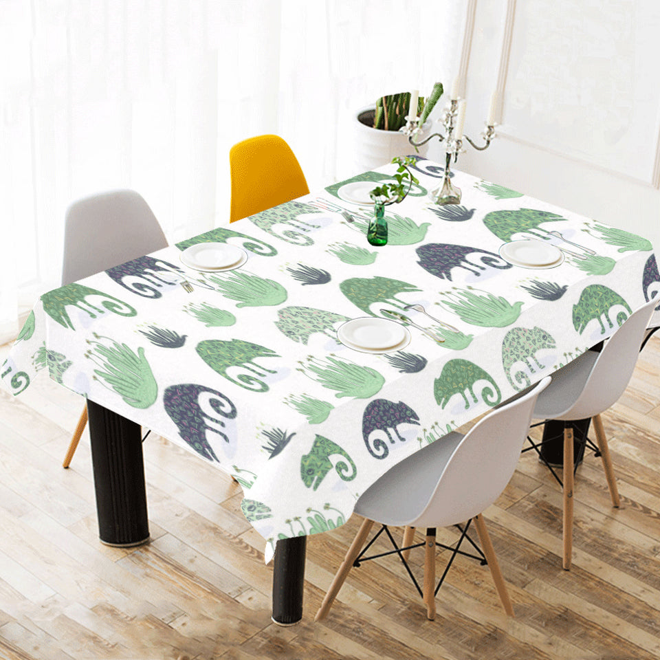 Chameleon lizard succulent plant pattern Tablecloth
