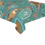 cute brown sea otters ornamental seaweed corals gr Tablecloth