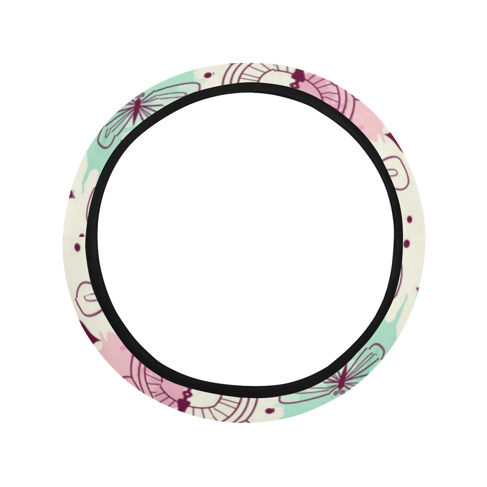 Clock butterfly pattern Car Steering Wheel Cover