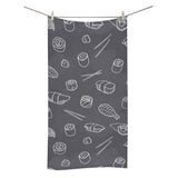 sushi pattern black background Bath Towel
