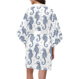 Seahorse pattern background Women's Short Kimono Robe