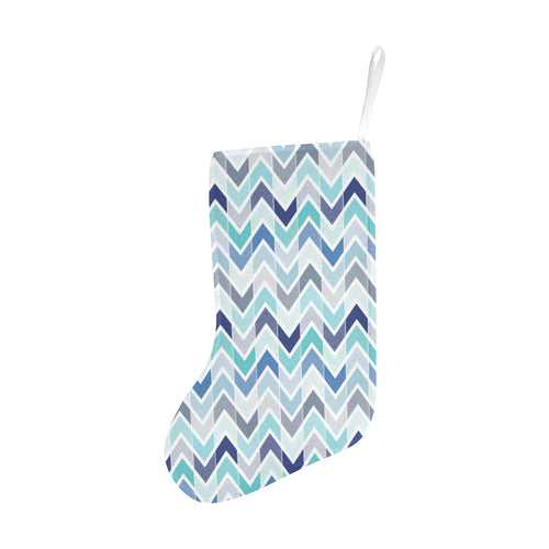 zigzag chevron blue pattern Christmas Stocking