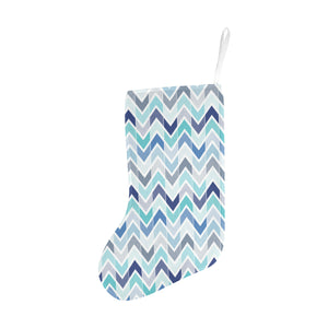 zigzag chevron blue pattern Christmas Stocking
