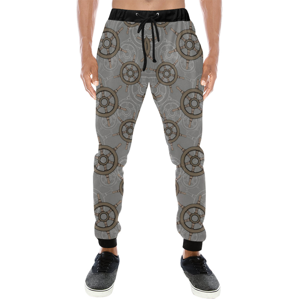 nautical wood steering wheel pattern Unisex Casual Sweatpants