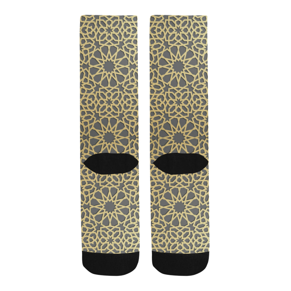 arabic star gold pattern Crew Socks