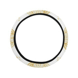 Gold Ornamental lotue waterlily symbol pattern Car Steering Wheel Cover