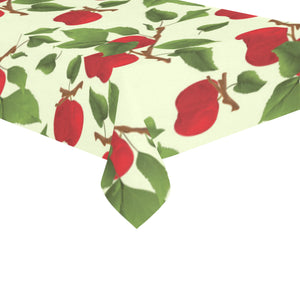 Red apples leaves pattern Tablecloth