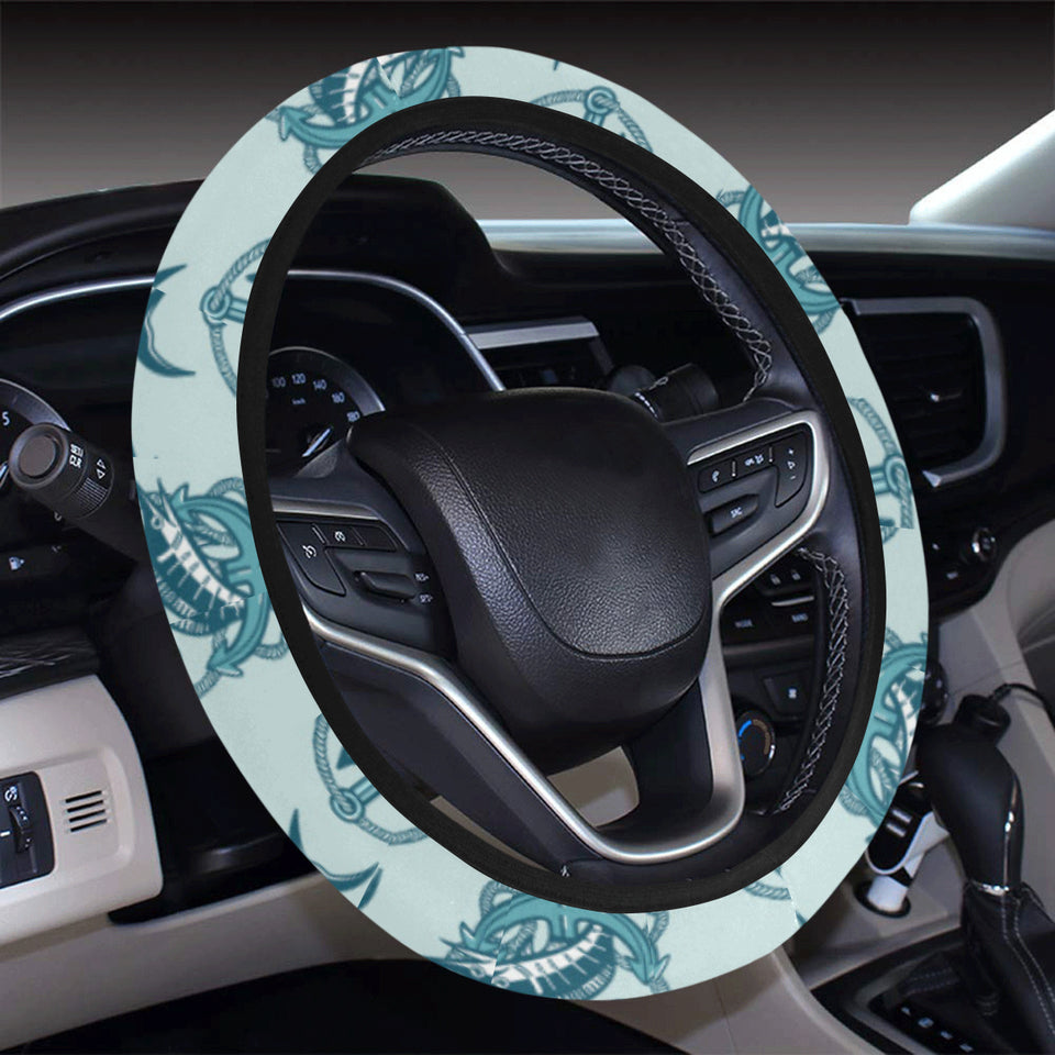 Swordfish Pattern Print Design 05 Car Steering Wheel Cover