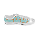 Fox pattern blue b ackground Men's Low Top Shoes White