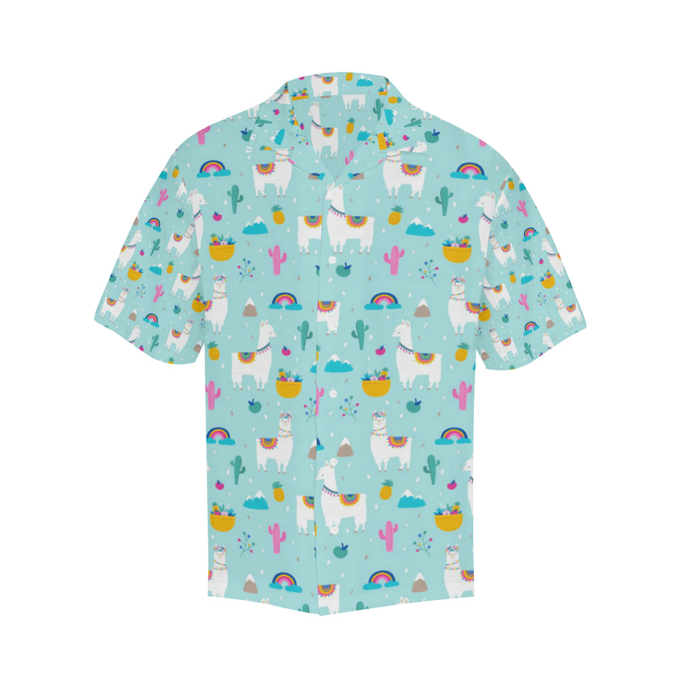 Llama alpaca cactus leaves pattern Men's All Over Print Hawaiian Shirt
