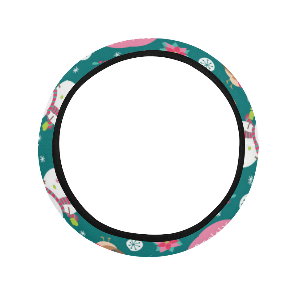 Snowman bird decorative elements christmas pattern Car Steering Wheel Cover