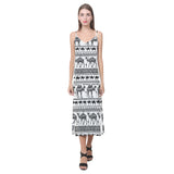 Camel polynesian tribal pattern V-Neck Open Fork Long Dress