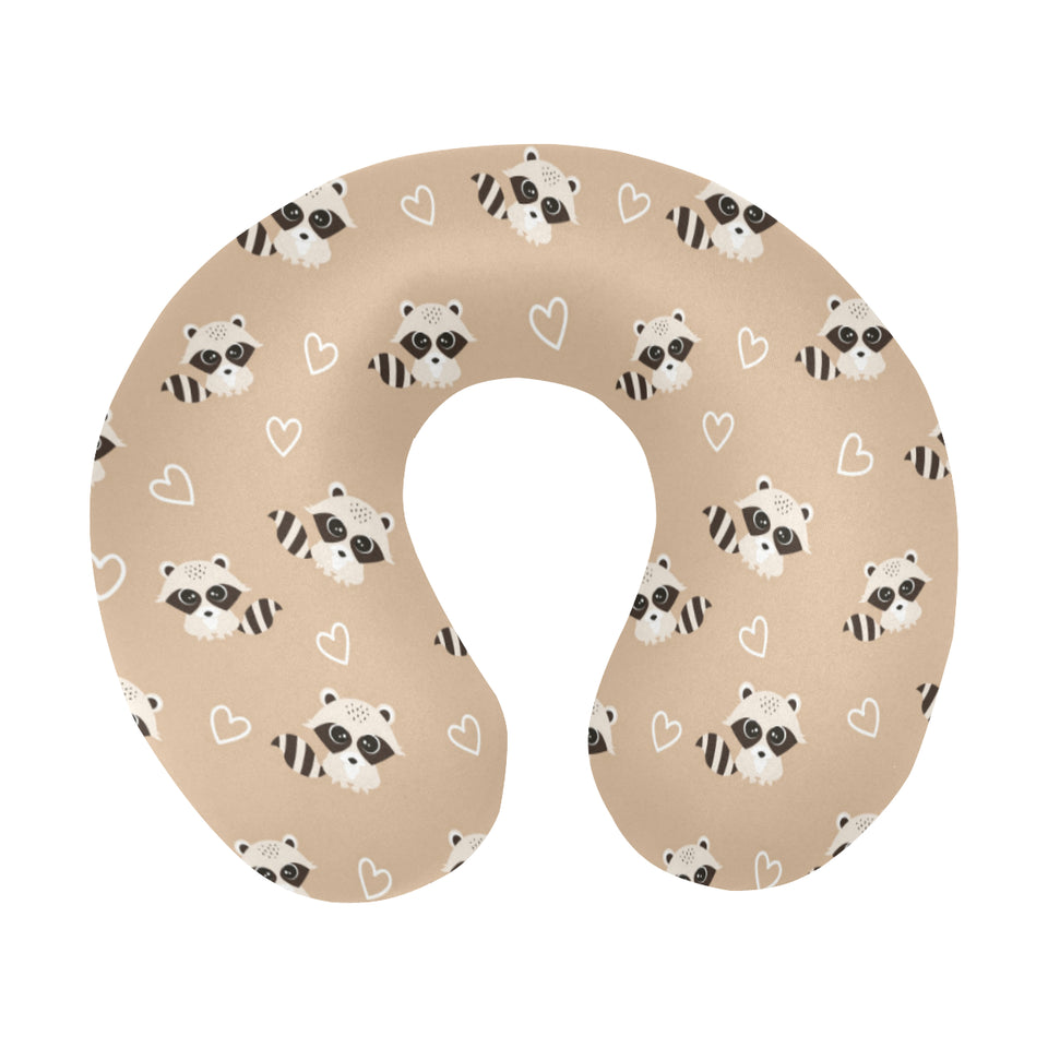 Cute raccoon heart pattern U-Shaped Travel Neck Pillow