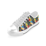 Colorful parrot flower pattern Men's Low Top Shoes White