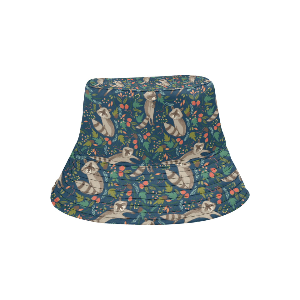 Raccoon tropical leaves pattern Unisex Bucket Hat