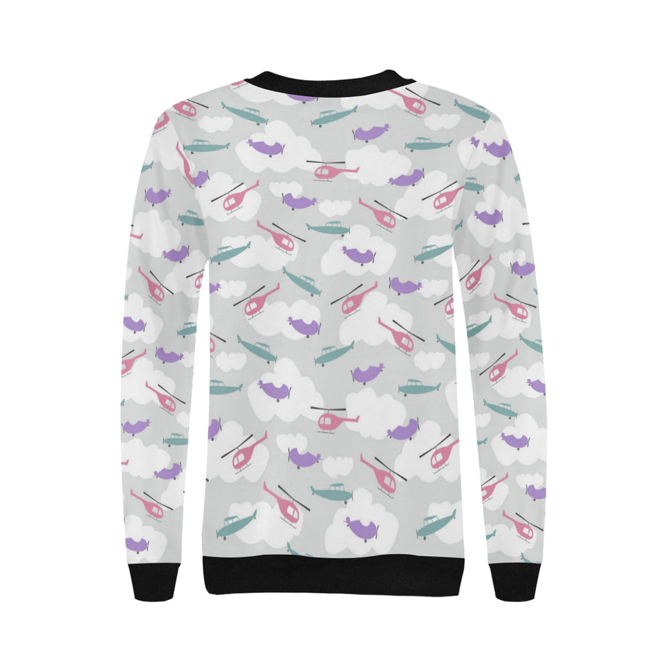 Helicopter plane pattern Women's Crew Neck Sweatshirt