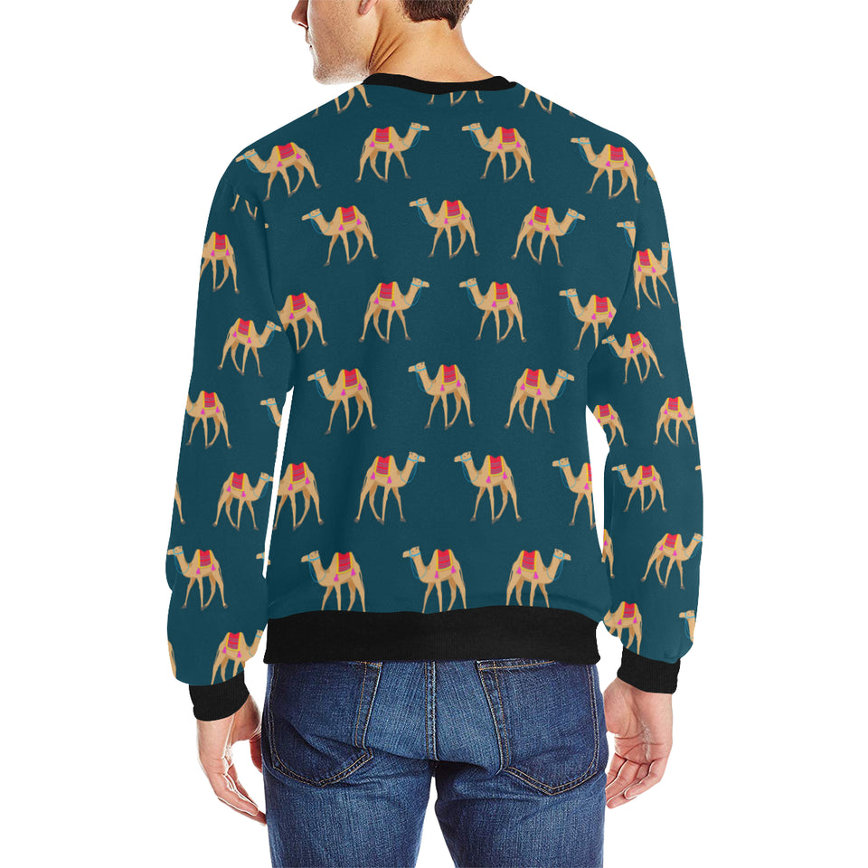 Camel pattern blue blackground Men's Crew Neck Sweatshirt