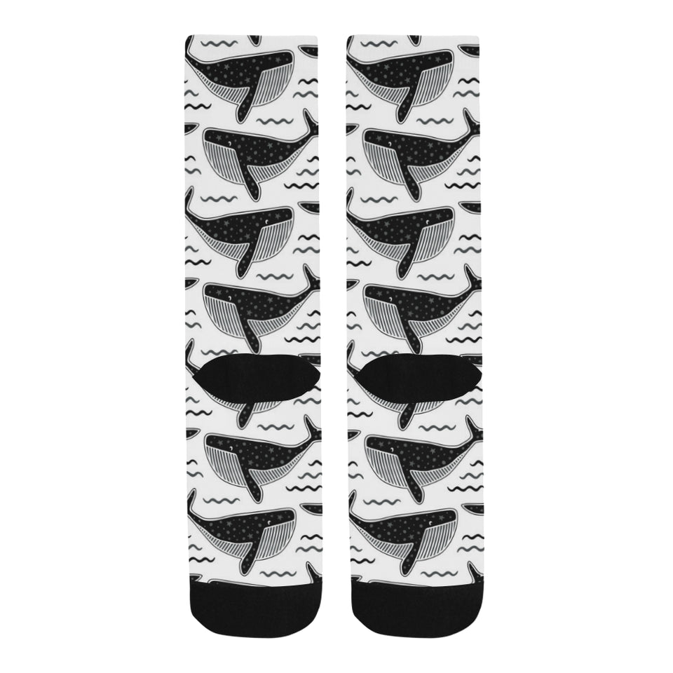 Black whale pattern Crew Socks