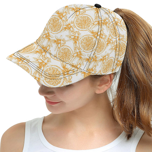 hand drawn orange fruit pattern All Over Print Snapback Cap