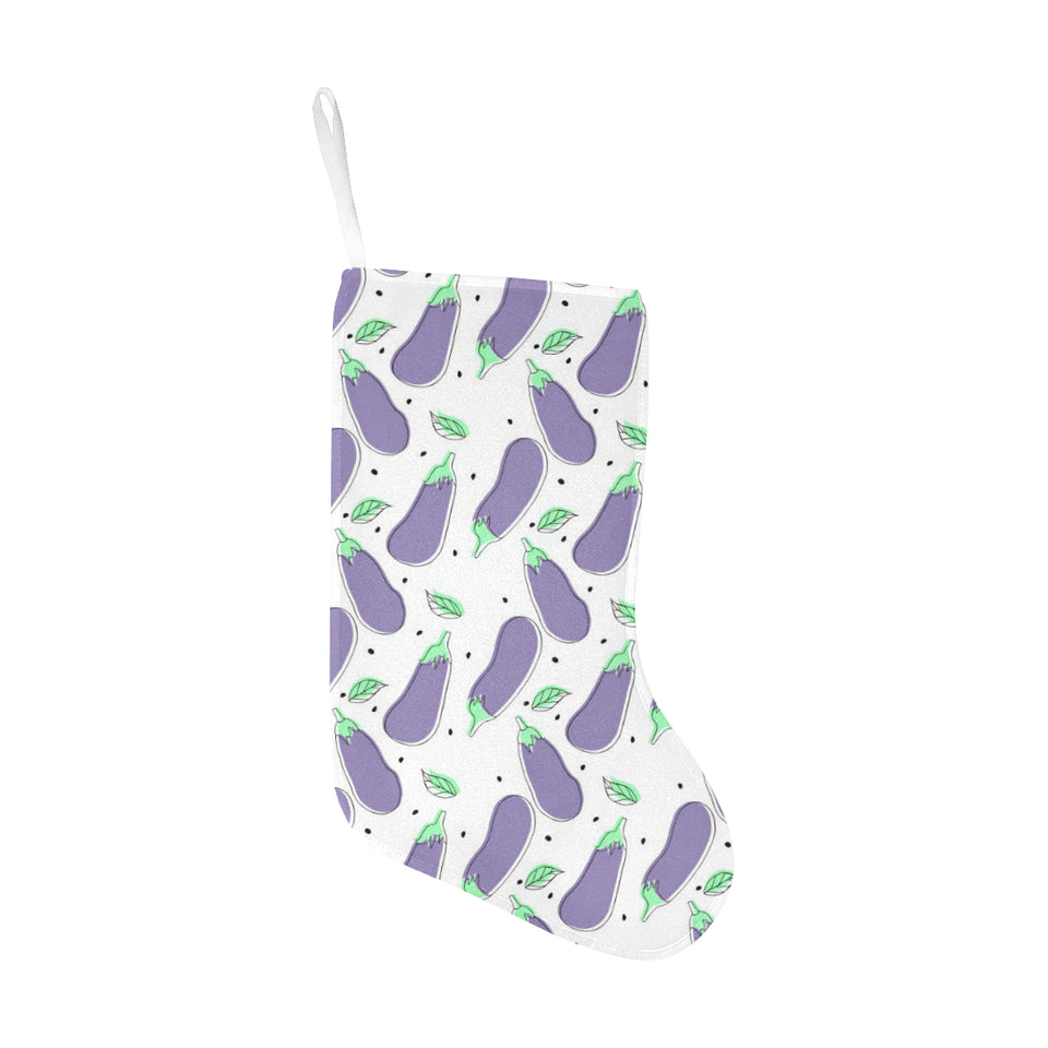 Eggplant Pattern Print Design 05 Christmas Stocking