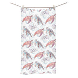 Watercolor sea turtle jellyfish pattern Bath Towel