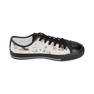 Cute Chihuahua puppie pattern Kids' Boys' Girls' Low Top Canvas Shoes Black