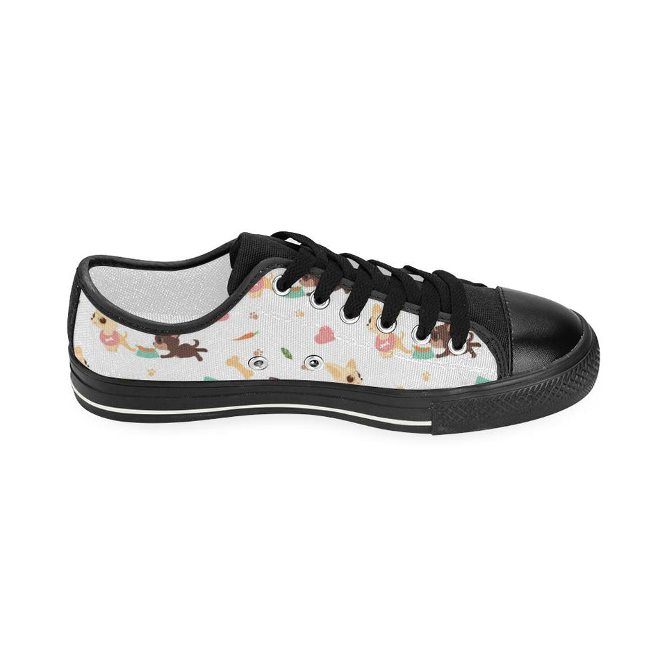 Cute Chihuahua puppie pattern Kids' Boys' Girls' Low Top Canvas Shoes Black