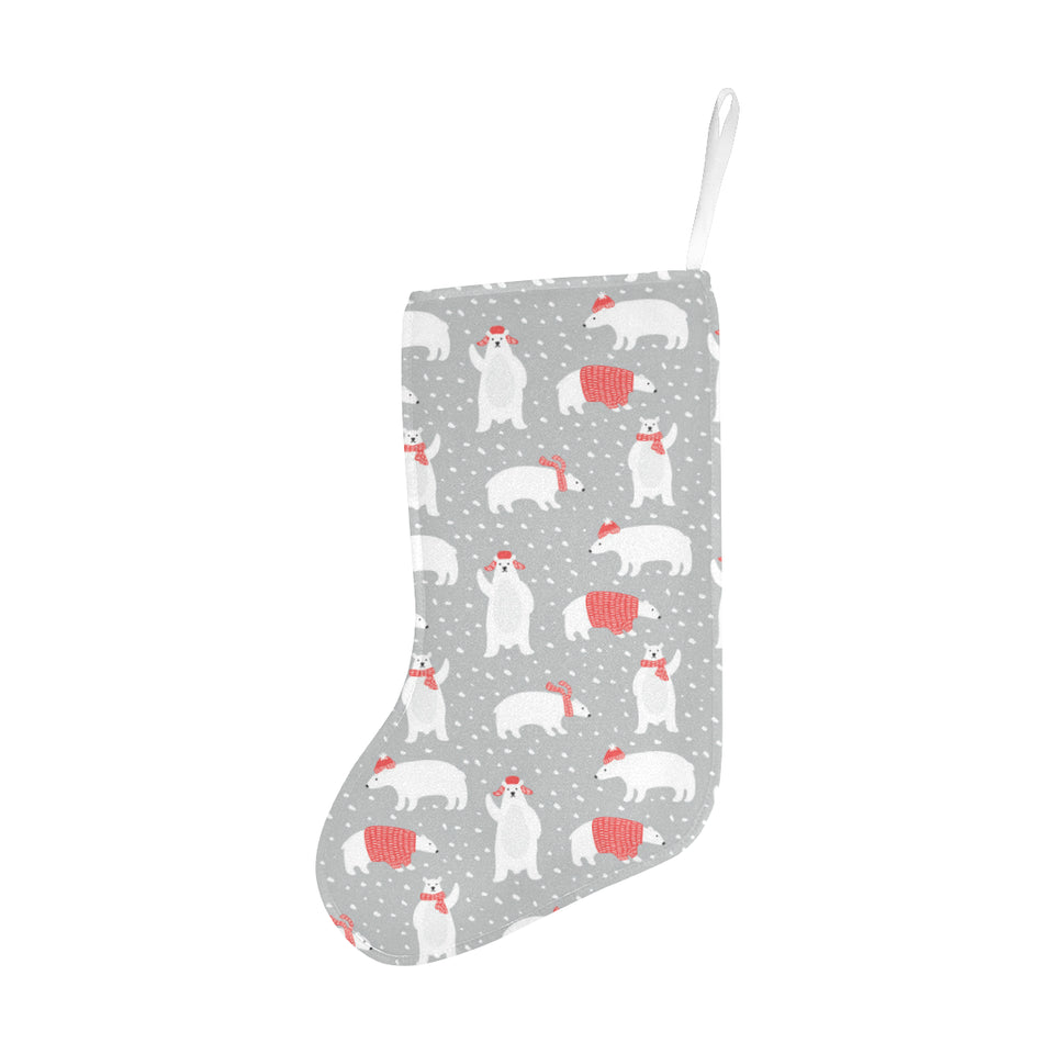 Cute polar bear christmas snow pattern Christmas Stocking