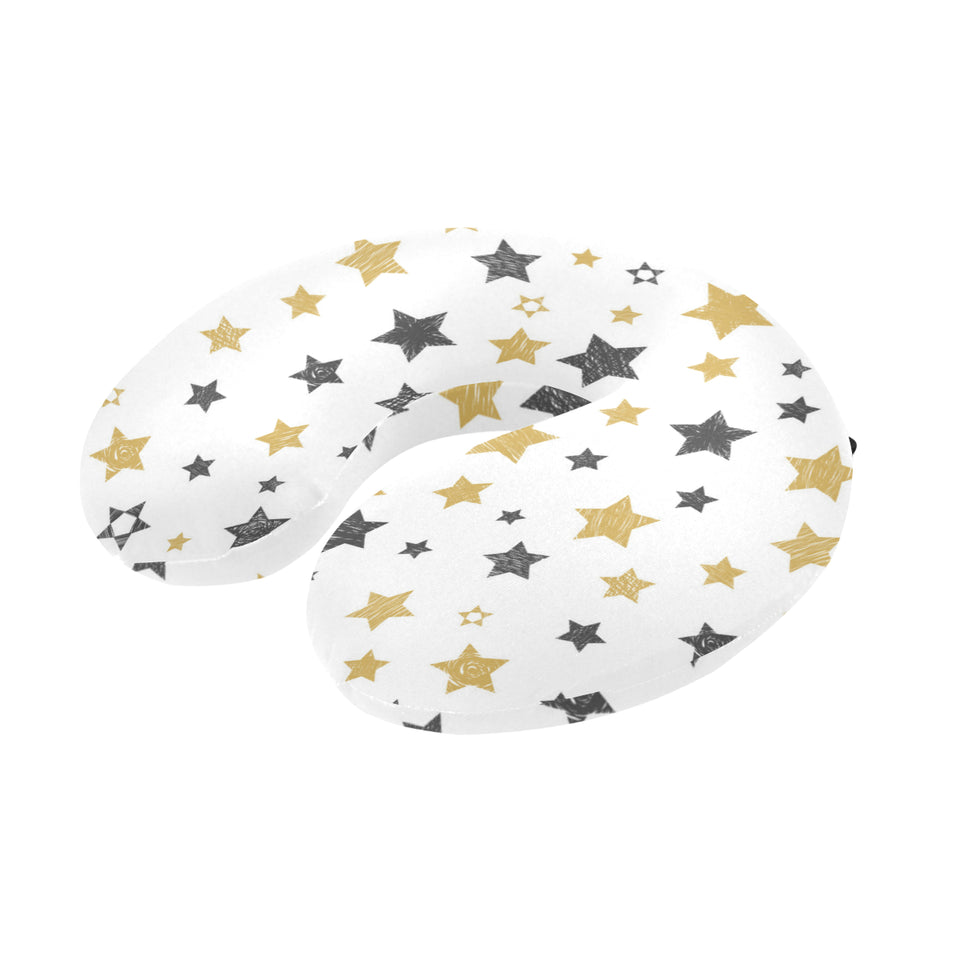 hand drawn gold black star pattern U-Shaped Travel Neck Pillow