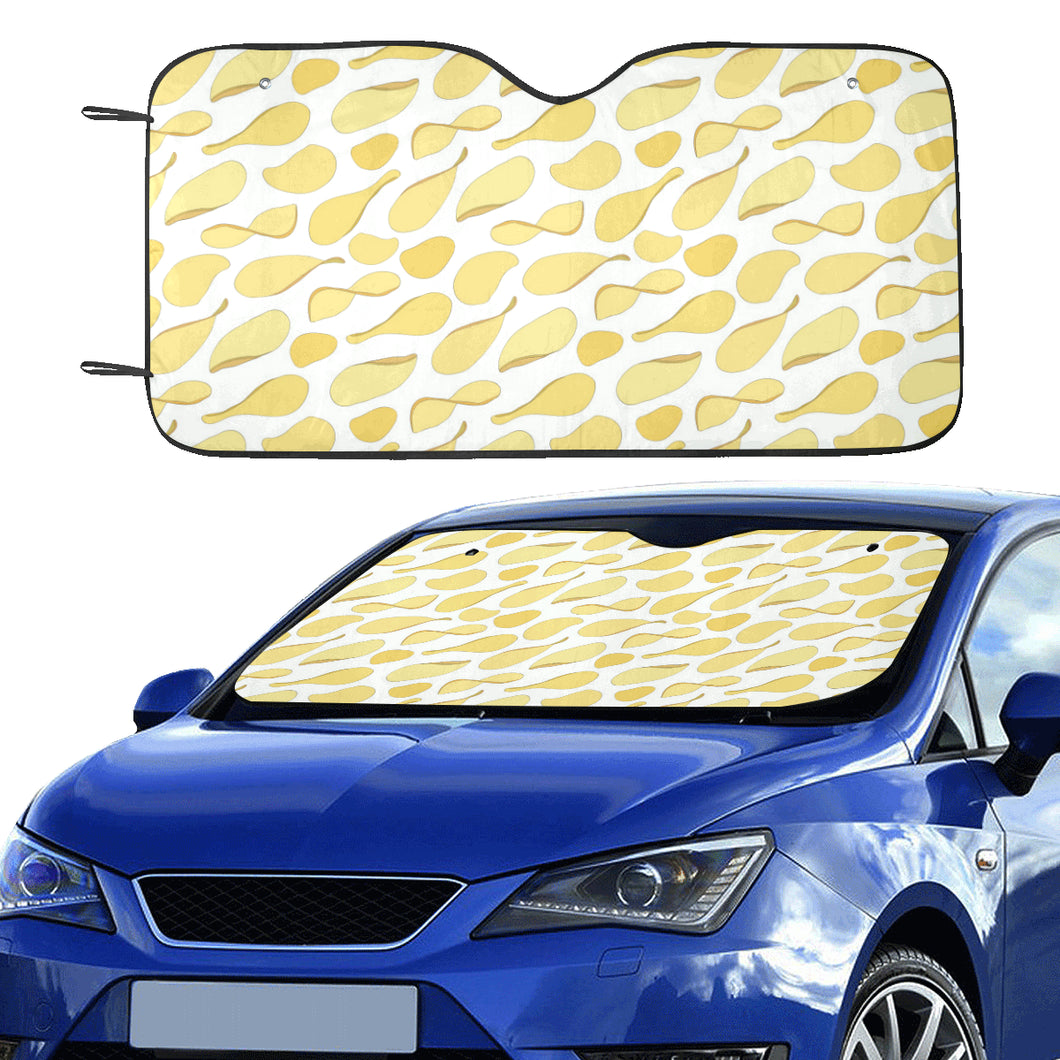 Potato Chips Pattern Print Design 02 Car Sun Shade
