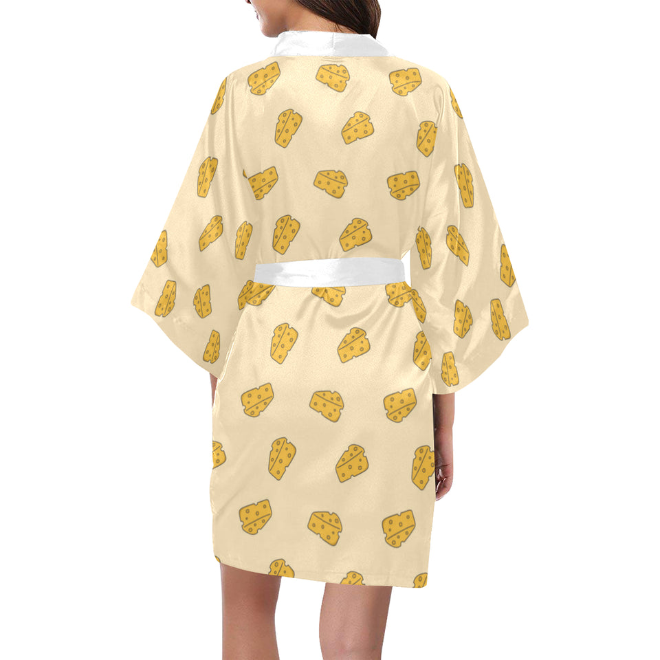 Cheese pattern Women's Short Kimono Robe