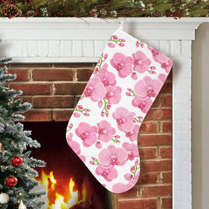 pink purple orchid pattern background Christmas Stocking