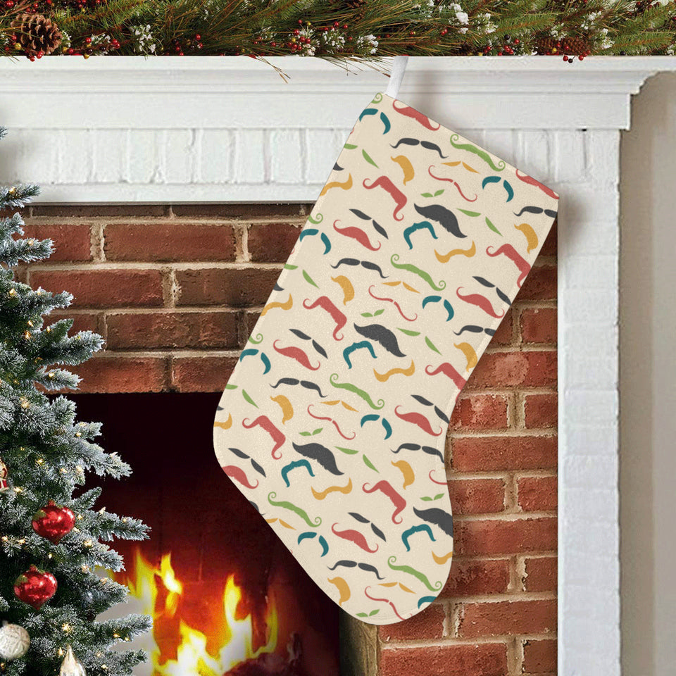 Mustache Beard Pattern Print Design 03 Christmas Stocking