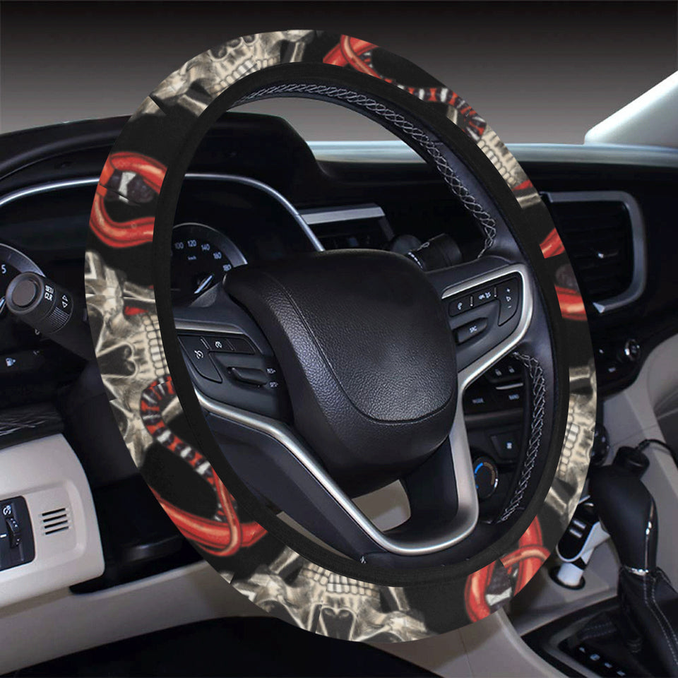 Red snake skull pattern Car Steering Wheel Cover