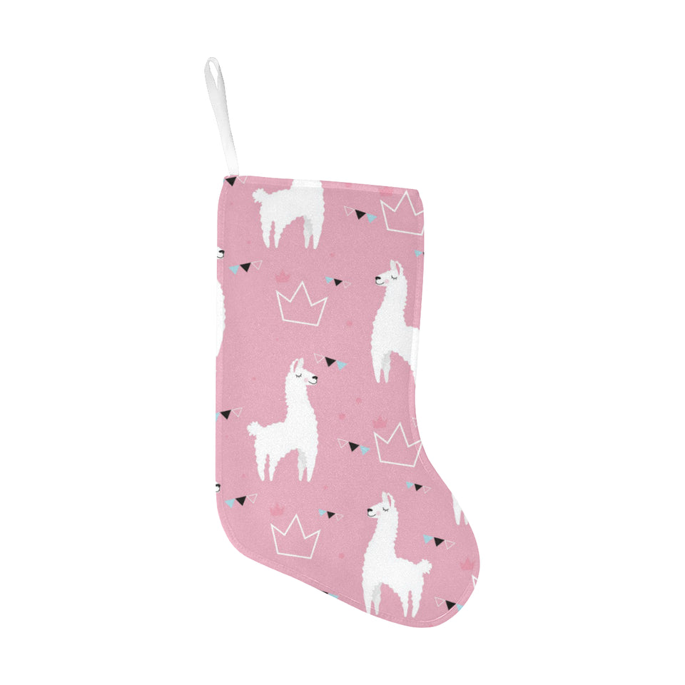 Llama Alpaca pink background Christmas Stocking
