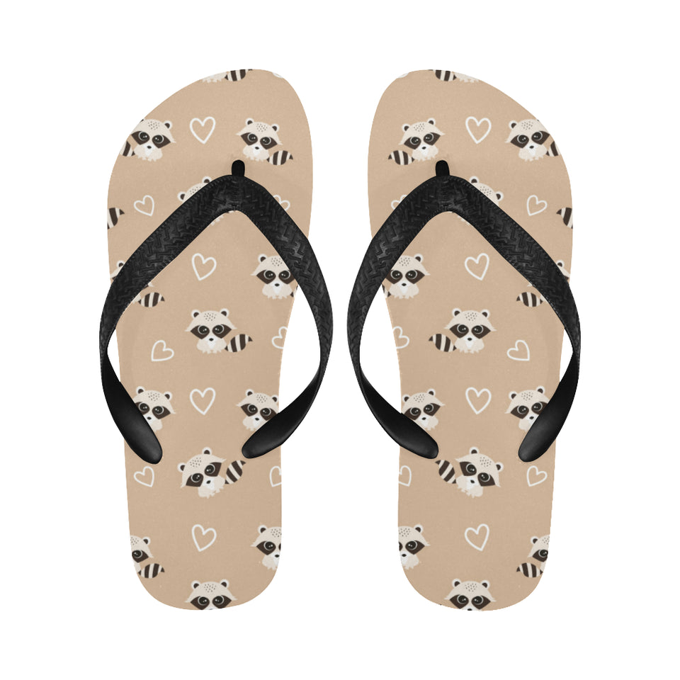 Cute raccoon heart pattern Unisex Flip Flops