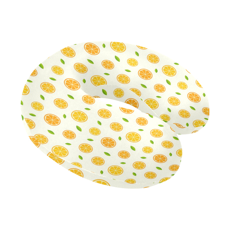 oranges leaves pattern U-Shaped Travel Neck Pillow