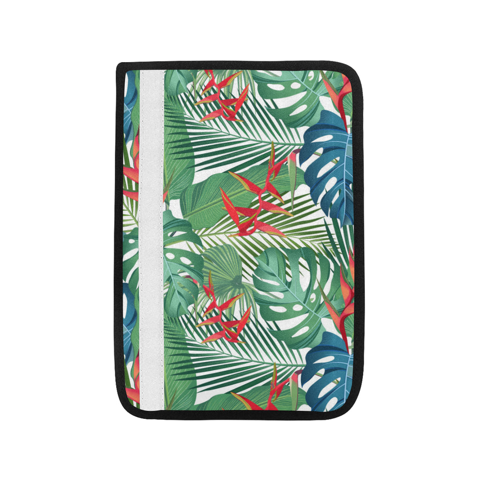 heliconia palm and monstera  leaves pattern Car Seat Belt Cover